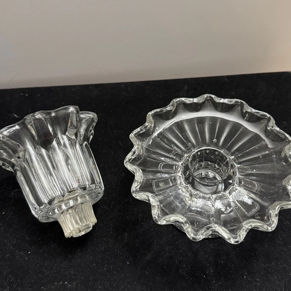 Vintage PartyLite Chantilly Clear Glass Votive Candle Holder with Ruffled Edges